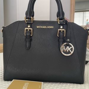 Ciara small black gold Satchel